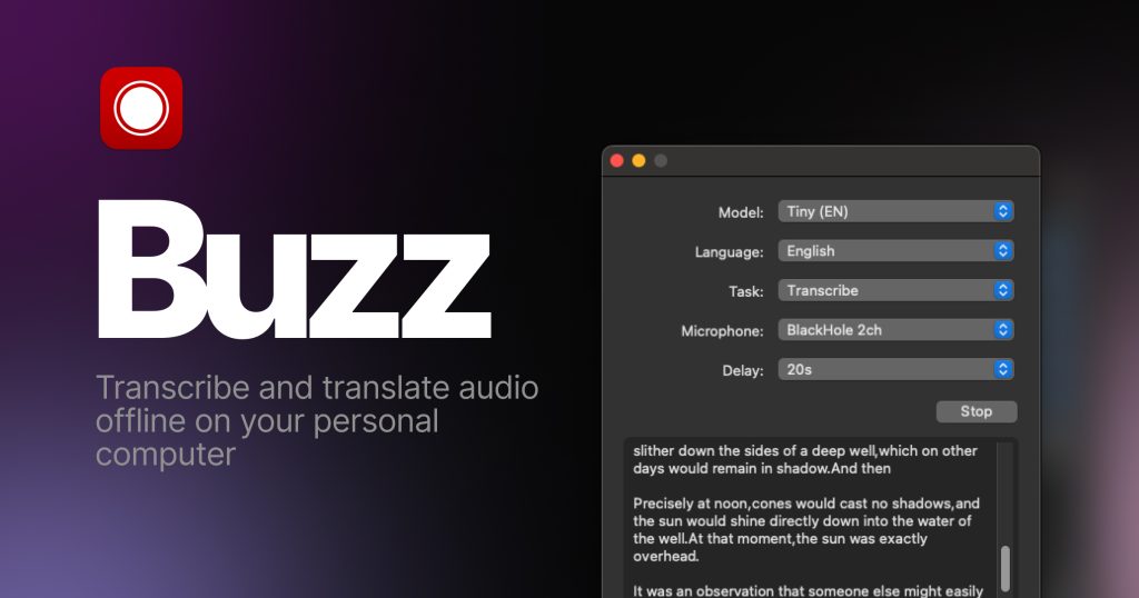 Buzz：离线开源免费语音转文字（字幕） 基于Whisper的GUI软件：Buzz：离线语音转文字（字幕）-小新